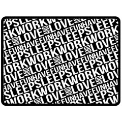 Sleep Work Love And Have Fun Typographic Pattern Fleece Blanket (large)  by dflcprintsclothing