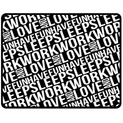 Sleep Work Love And Have Fun Typographic Pattern Fleece Blanket (medium) 