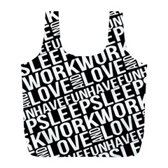 Sleep Work Love And Have Fun Typographic Pattern Full Print Recycle Bag (l)