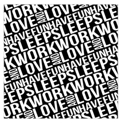 Sleep Work Love And Have Fun Typographic Pattern Large Satin Scarf (square) by dflcprintsclothing