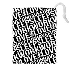 Sleep Work Love And Have Fun Typographic Pattern Drawstring Pouch (4xl)