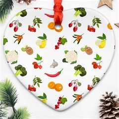 Fruits, Vegetables And Berries Ornament (heart) by SychEva