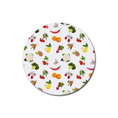 Fruits, Vegetables And Berries Rubber Coaster (round)  by SychEva