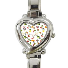 Fruits, Vegetables And Berries Heart Italian Charm Watch by SychEva