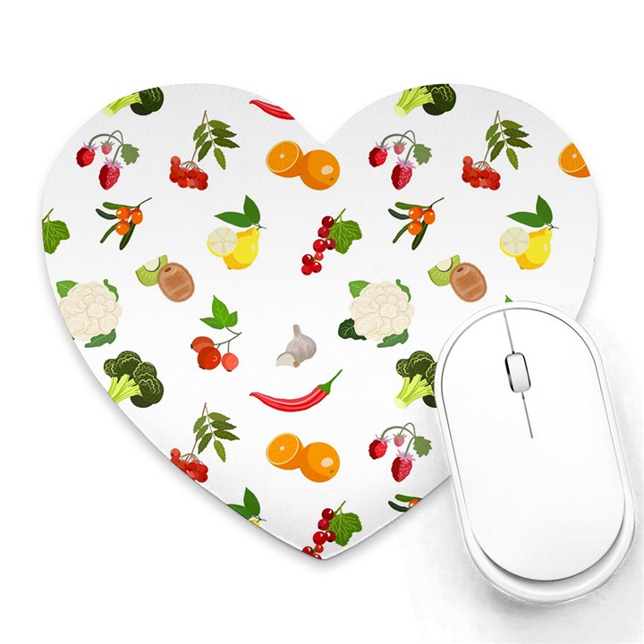 Fruits, Vegetables And Berries Heart Mousepads