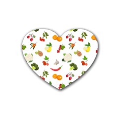 Fruits, Vegetables And Berries Rubber Coaster (heart)  by SychEva