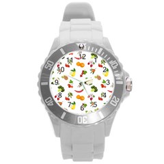 Fruits, Vegetables And Berries Round Plastic Sport Watch (l) by SychEva