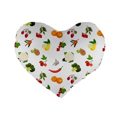 Fruits, Vegetables And Berries Standard 16  Premium Flano Heart Shape Cushions by SychEva