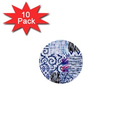 Blue Pastel Print 1  Mini Buttons (10 Pack)  by designsbymallika