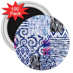 Blue Pastel Print 3  Magnets (100 Pack) by designsbymallika