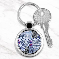 Blue Pastel Print Key Chain (round) by designsbymallika