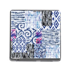 Blue Pastel Print Memory Card Reader (square 5 Slot) by designsbymallika