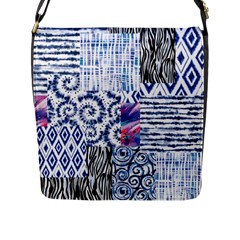 Blue Pastel Print Flap Closure Messenger Bag (l) by designsbymallika