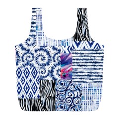 Blue Pastel Print Full Print Recycle Bag (l)