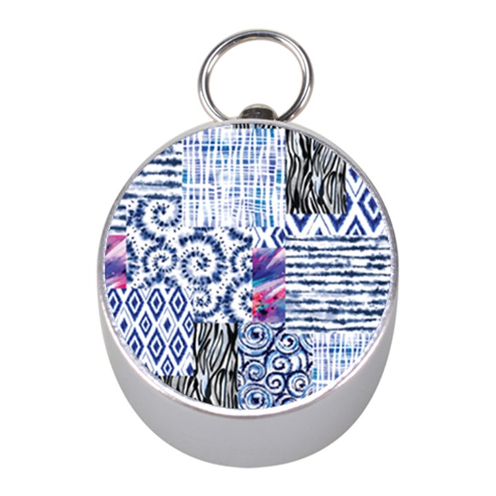 Blue Pastel Print Mini Silver Compasses