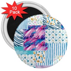 Blue Wavespastel 3  Magnets (10 Pack)  by designsbymallika