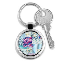 Blue Wavespastel Key Chain (round) by designsbymallika