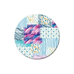 Blue Wavespastel Magnet 3  (round) by designsbymallika