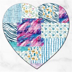 Blue Wavespastel Jigsaw Puzzle (heart) by designsbymallika