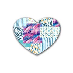 Blue Wavespastel Rubber Coaster (heart)  by designsbymallika