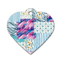 Blue Wavespastel Dog Tag Heart (two Sides) by designsbymallika