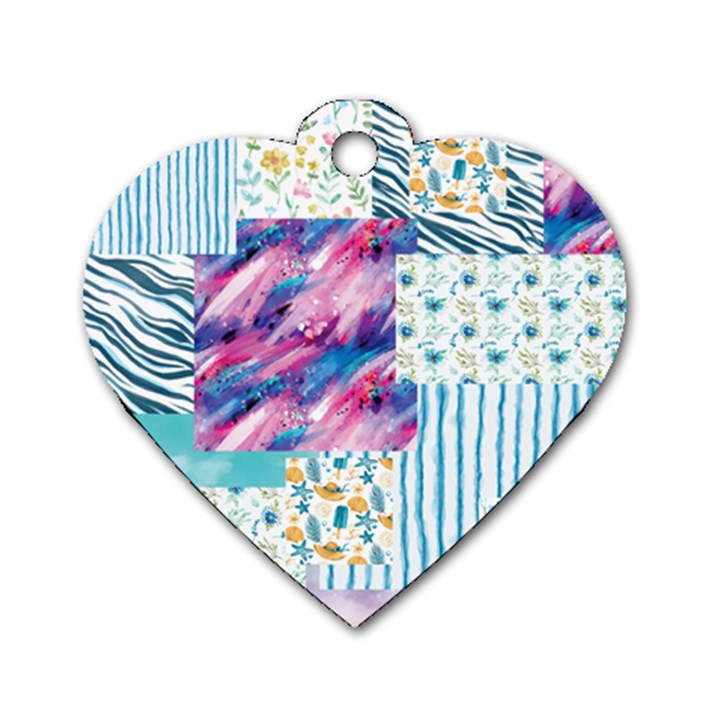 Blue Wavespastel Dog Tag Heart (Two Sides)