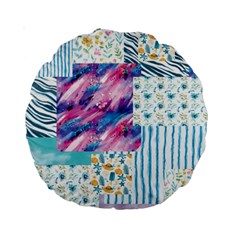 Blue Wavespastel Standard 15  Premium Round Cushions by designsbymallika