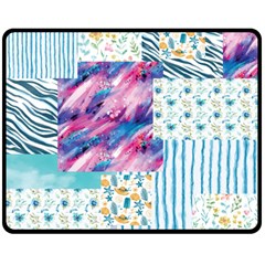 Blue Wavespastel Double Sided Fleece Blanket (medium)  by designsbymallika