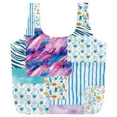 Blue Wavespastel Full Print Recycle Bag (xxl) by designsbymallika