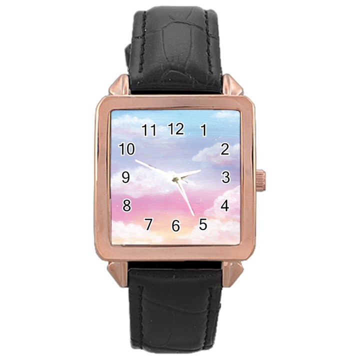 Evening Sky Love Rose Gold Leather Watch 