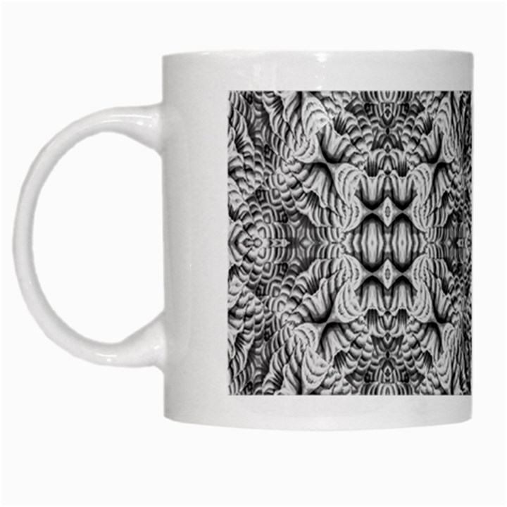 Black And White Ornate Pattern White Mugs