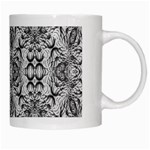 Black And White Ornate Pattern White Mugs Right