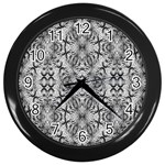 Black And White Ornate Pattern Wall Clock (Black) Front