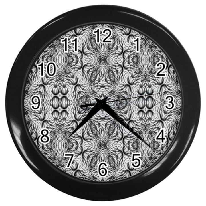 Black And White Ornate Pattern Wall Clock (Black)