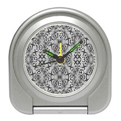 Black And White Ornate Pattern Travel Alarm Clock