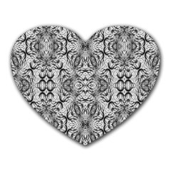 Black And White Ornate Pattern Heart Mousepads