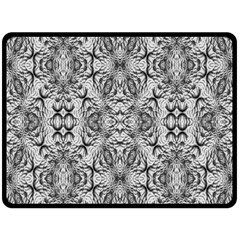 Black And White Ornate Pattern Fleece Blanket (Large) 