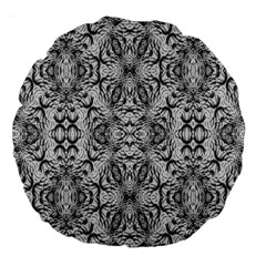 Black And White Ornate Pattern Large 18  Premium Round Cushions