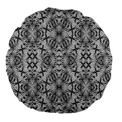 Black And White Ornate Pattern Large 18  Premium Flano Round Cushions