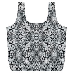 Black And White Ornate Pattern Full Print Recycle Bag (XXXL)