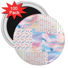 Pastel Love 3  Magnets (100 Pack) by designsbymallika