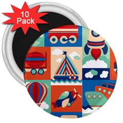 Travel With Love 3  Magnets (10 Pack)  by designsbymallika