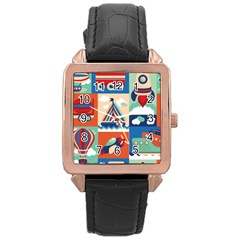 Travel With Love Rose Gold Leather Watch  by designsbymallika