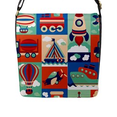 Travel With Love Flap Closure Messenger Bag (l) by designsbymallika