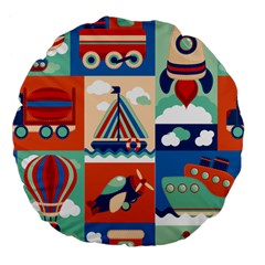 Travel With Love Large 18  Premium Flano Round Cushions by designsbymallika