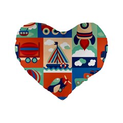 Travel With Love Standard 16  Premium Flano Heart Shape Cushions by designsbymallika