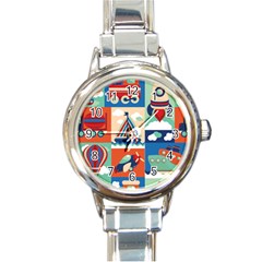 Travel With Love Round Italian Charm Watch by designsbymallika