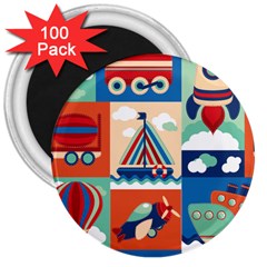 Travel With Love 3  Magnets (100 Pack) by designsbymallika