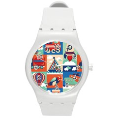 Travel With Love Round Plastic Sport Watch (m)