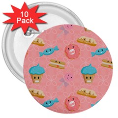 Toothy Sweets 3  Buttons (10 Pack)  by SychEva